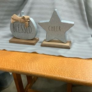 RAE DUNN METAL  “BLESSED AND CHEER” PUMPKIN & STAR